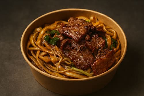 MYST Signature Stir-Fried Sliced Noodle with Beef / 招牌炒刀削麵